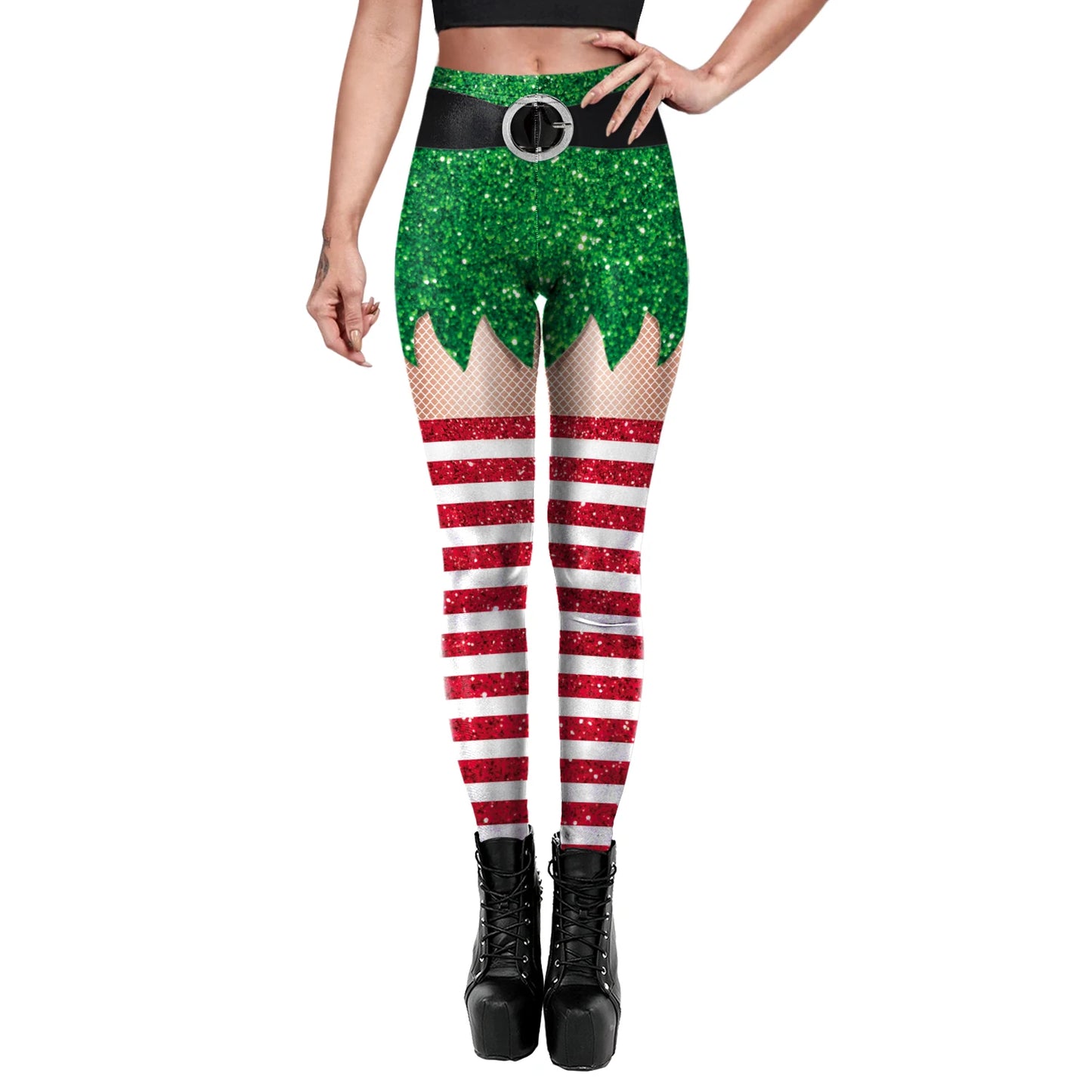 Phantasy Sexy Women Christmas Leggings Xmas Fake Shorts Stockings Pattern Leggings Yoga Trousers Festival Pants Autumn Winter - Colouronova