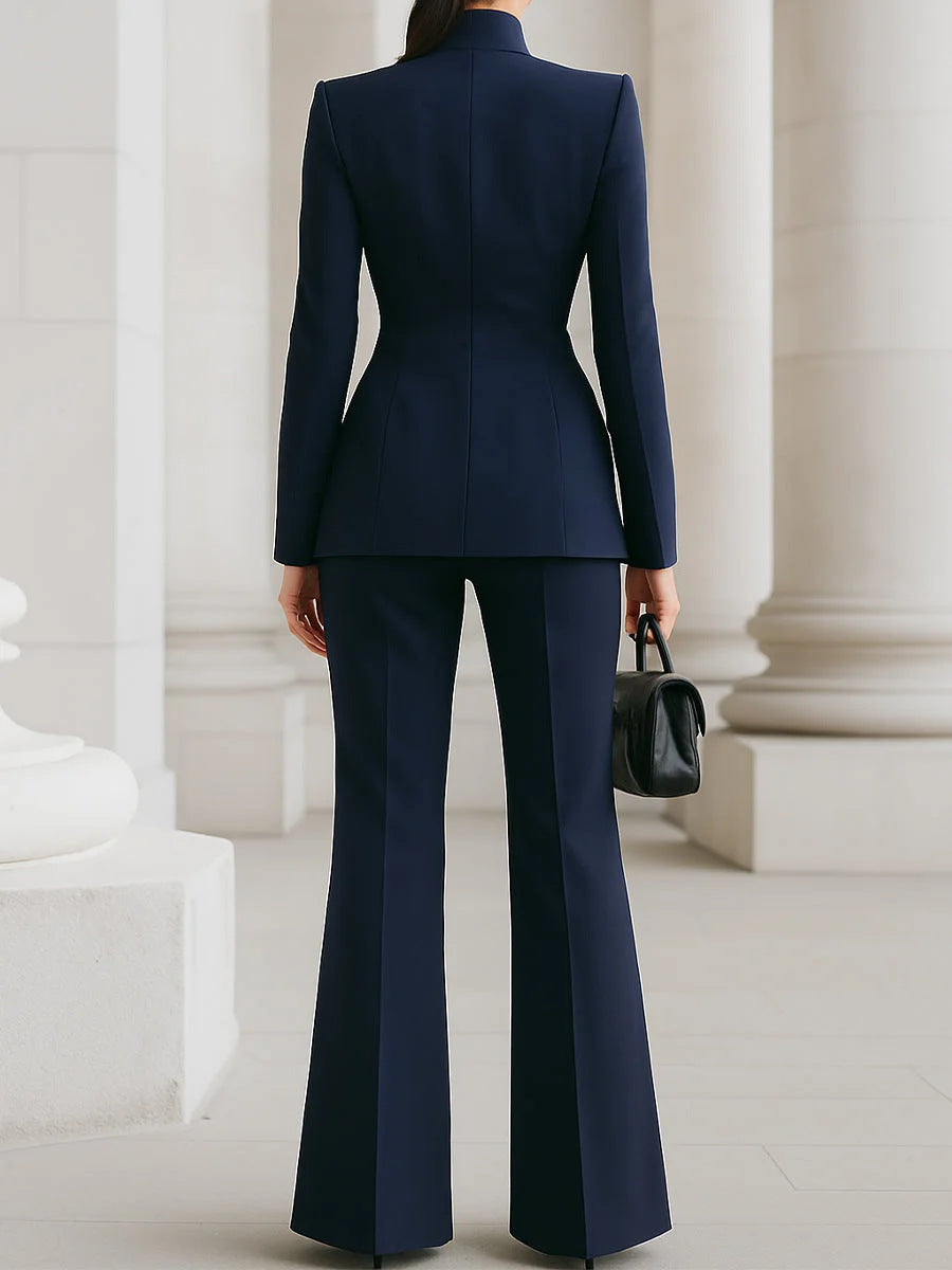 Women's Long Sleeve Blazer and Trousers Set Colouronova