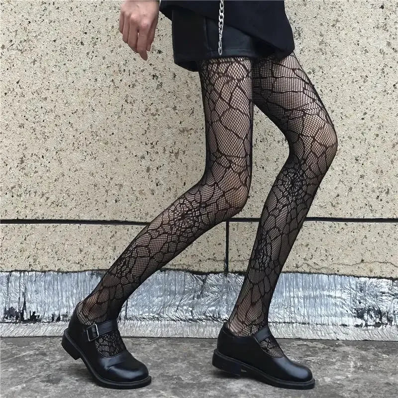 Sexy Women Long Hollow Out Fishnet Stocking Sweet Over Knee Long Socks Girls Lolita Jk Accessories Lace Mesh Legging Pantyhose - Colouronova