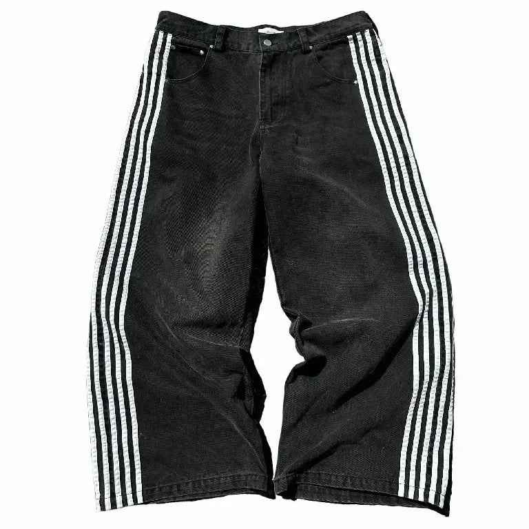 Retro Striped Denim Pants