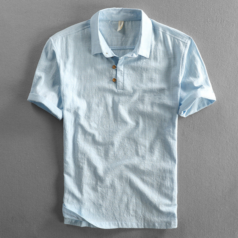 Mens Slim Fit Linen Short Sleeve Shirt Colouronova