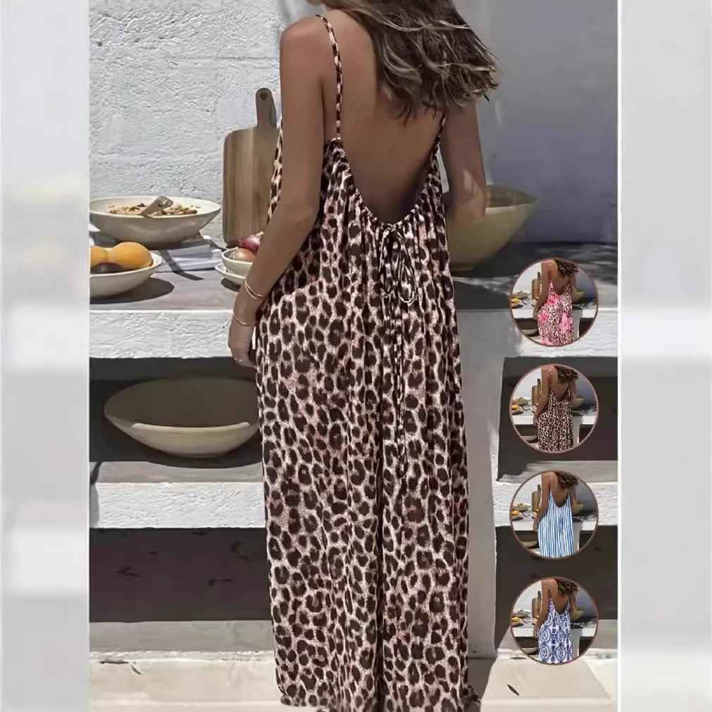 Womens Strappy Backless Maxi Dress