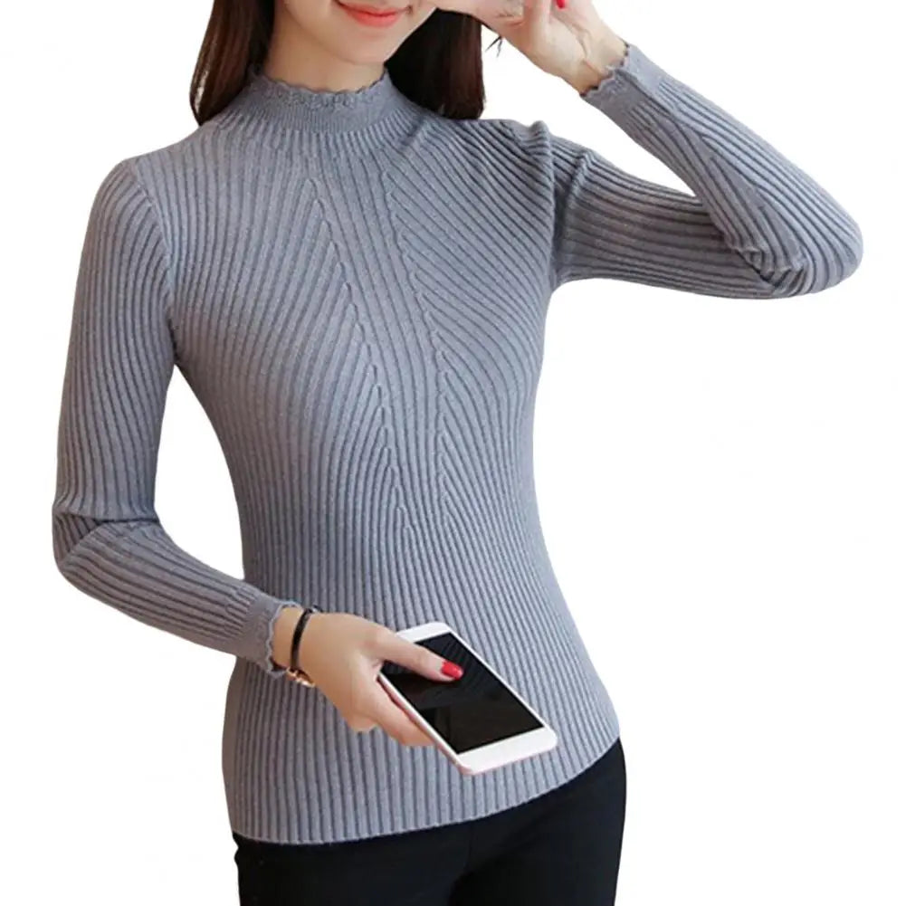 New Autumn Winter Women Pullovers O-neck Solid Knitwear Bottoming Shirt Korean Womens Sweaters Casual Ladies Jumpers Femme - Colouronova