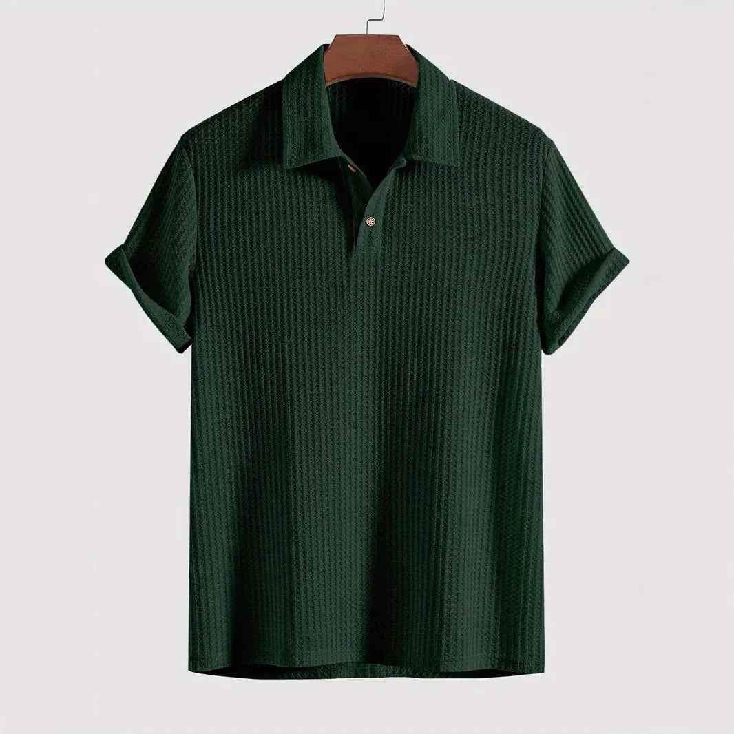 Men's top lapel diamond-patterned knitted polo cedar