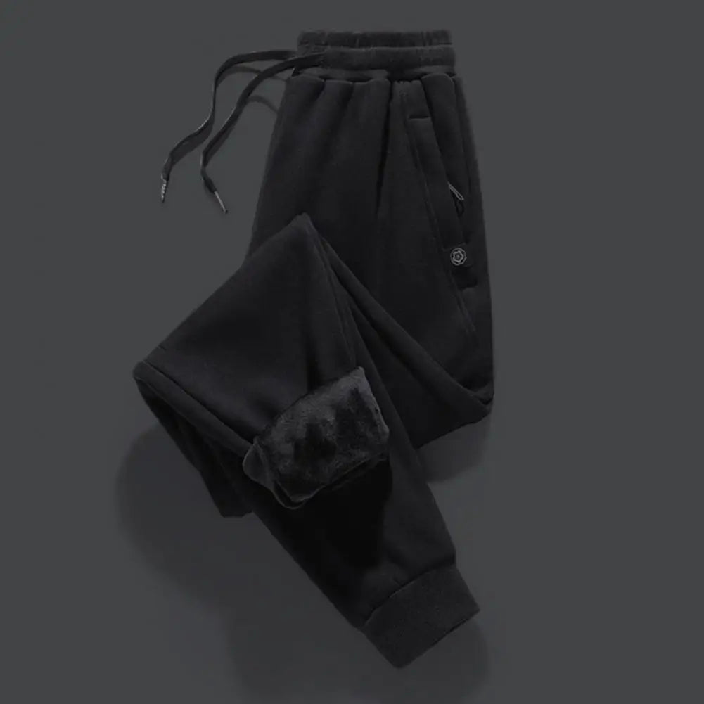 2025 M-3XL Men Winter Pants Elastic Waist Thick Ankle-banded Drawstring Pants Plush Ankle Length Men Sports Jogging Sweatpants - Colouronova