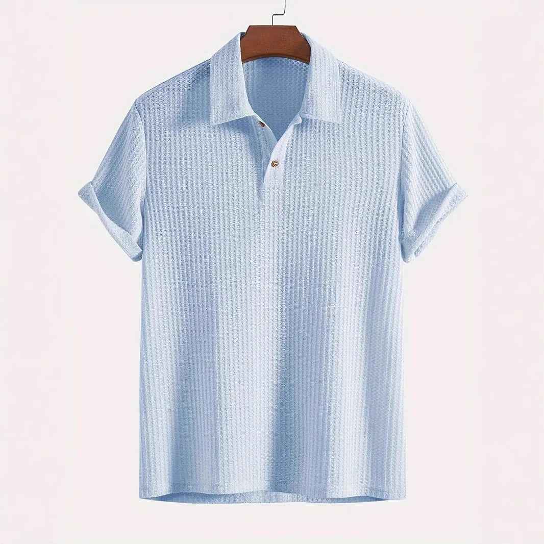 Men's top lapel diamond-patterned knitted polo cedar
