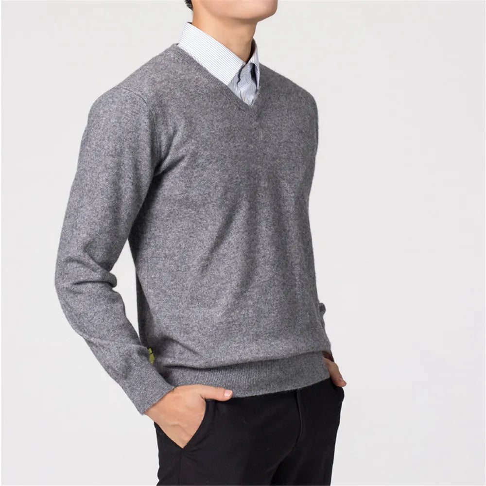Men's Sweaters V-neck Pullovers Cashmere Knitting Hot Sale Spring Women Sweaters Wool Knitwear High Quality Jumpers Clothes - Colouronova