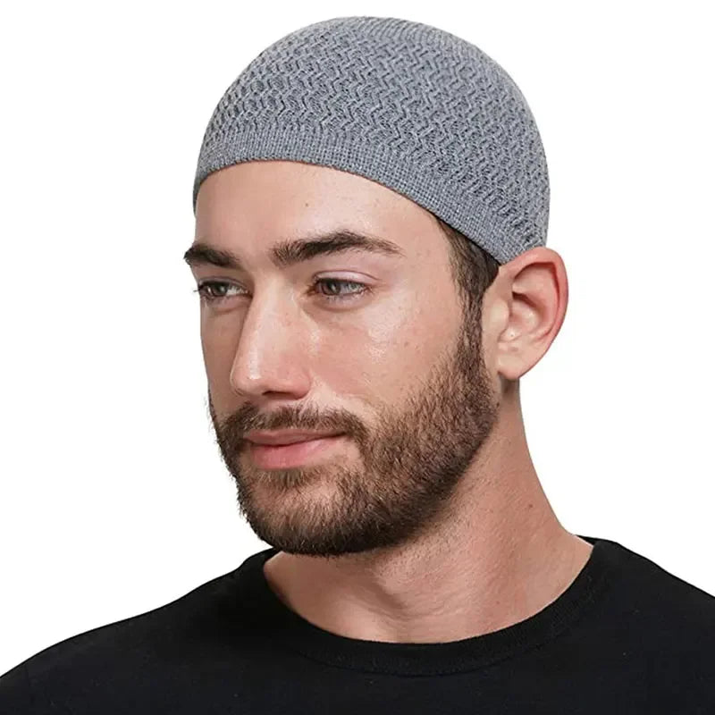 Warm Islamic Ramadan Jewish Kippah Homme Hat Unisex Beanies Cap Winter Knitted Muslim Men Prayer Hats Men's Wrap Head Caps - Colouronova