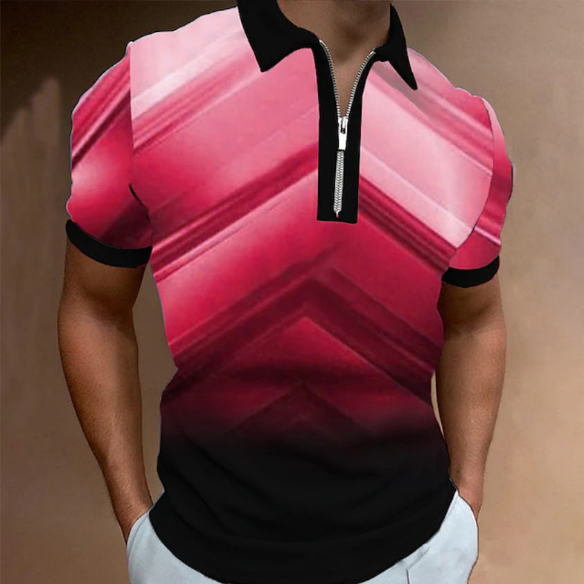 Men's 3D digital printed street short-sleeved shirt Colouronova