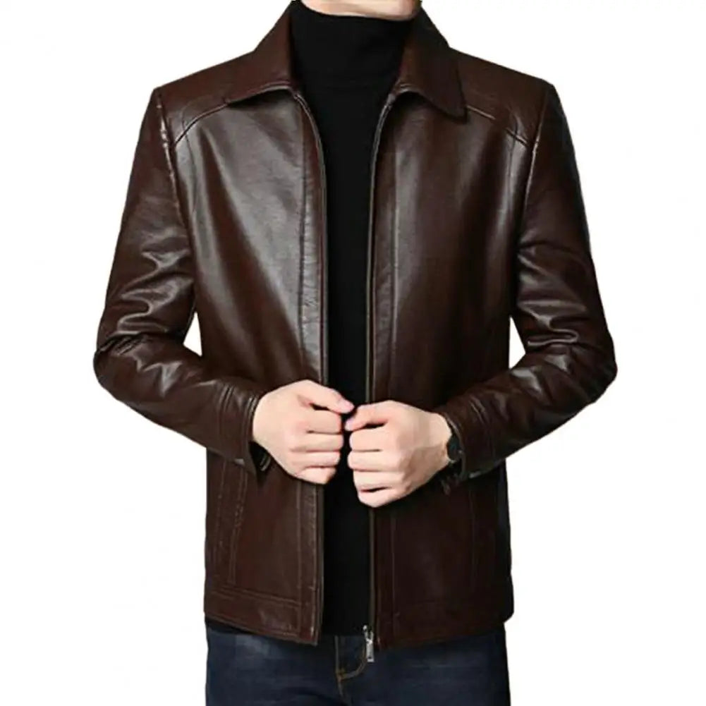Men Leather Suit Jacket Slim Blazer Pu Coat Fashion Leather Jacket Streetwear Casual Blazer Jackets Male Outerwear Zipper Coat - Colouronova