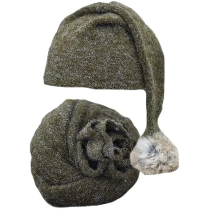 Baby Photo Prop Knit Set - Soft Stretchy Swaddle Wrap & Beanie Hat - Newborn Studio Photoshoot Outfit (Butterly-Soft) - Colouronova