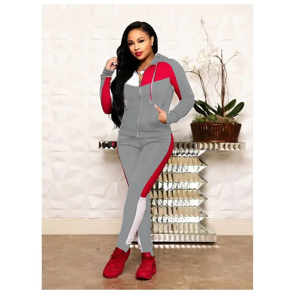 Women Two Piece Set Tracksuit Pant Sets Hooded Zipper Sport Sweatshirts Y2k Pencil Pants Jogger Suits Autumn Spring Streetwear - Colouronova