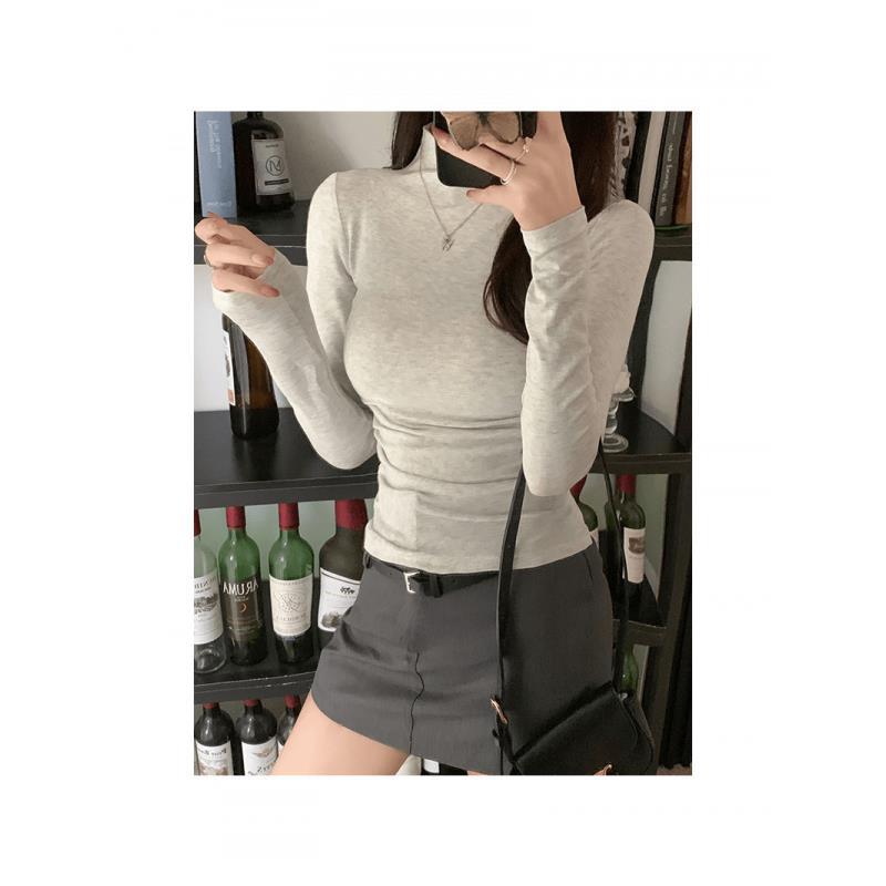 Womens Slim Fit Long Sleeve Pleated Top Colouronova