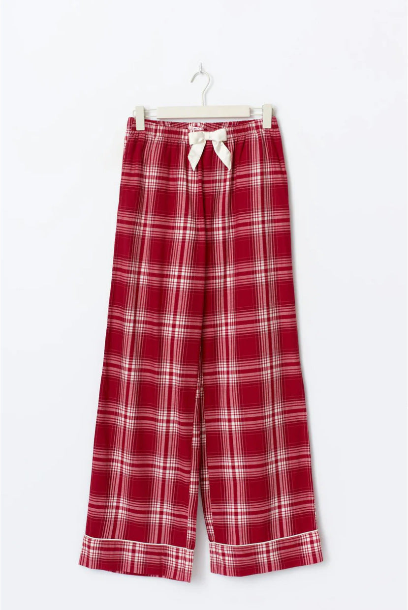 Retro Plaid Bow Decor Women's Top and Pants Colouronova
