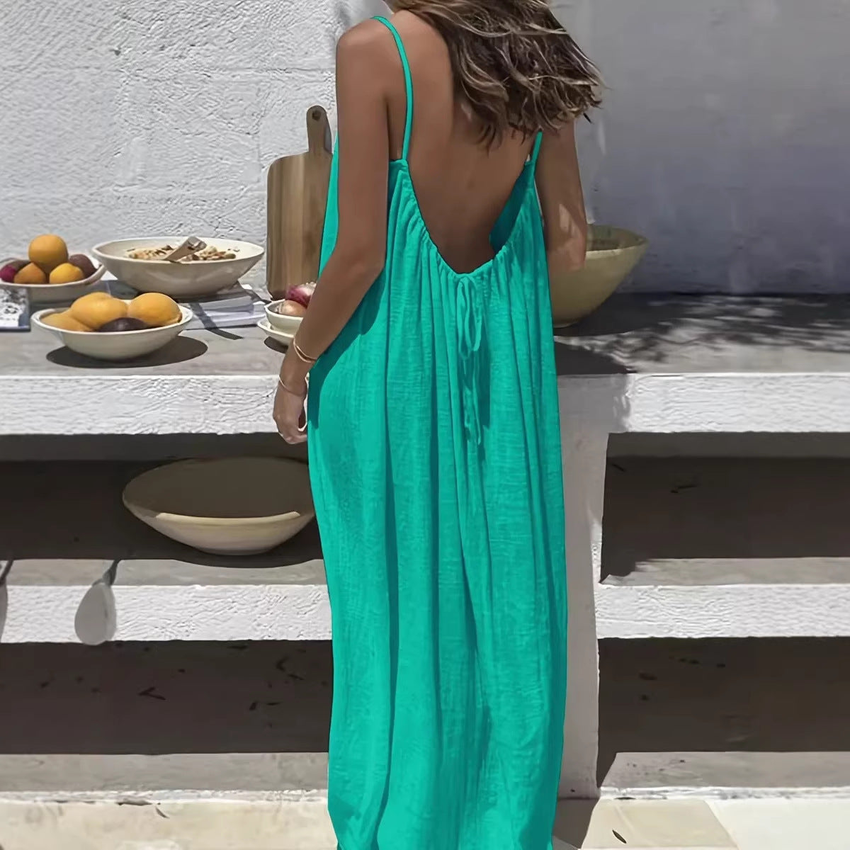 Womens Backless Loose Dress Colouronova