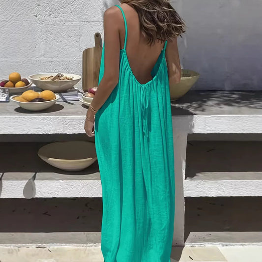 Womens Backless Loose Dress Colouronova
