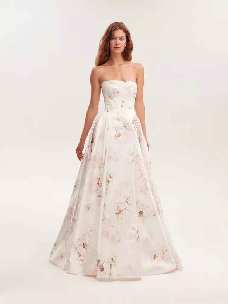 Off-Shoulder 3D Pattern Evening Dress