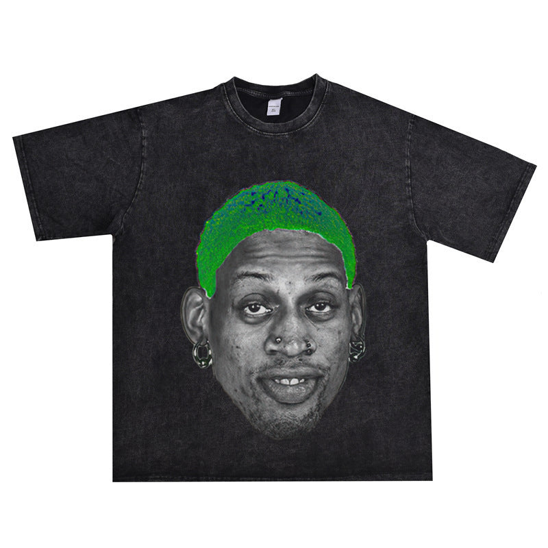 Vintage Basketball Player Print Cotton T-Shirt Colouronova
