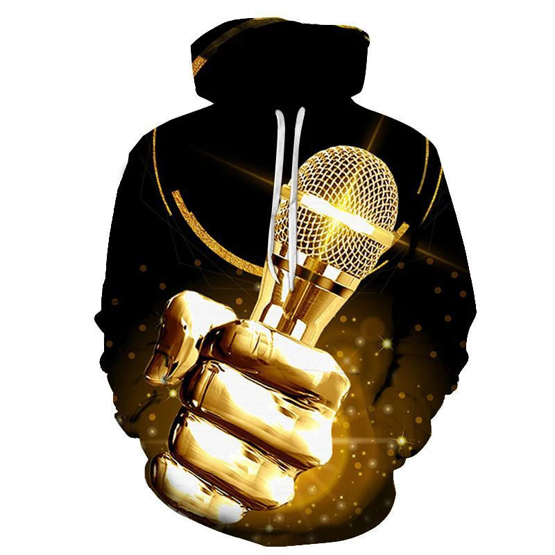 Rock DJ Concert Musical Instrument Note Violin Microphone 3D Print hoodies Men/Women Tracksuit autumn and winter funny Clothes - Colouronova