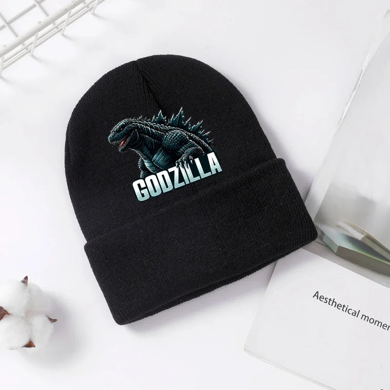 Godzilla Knitted Hat Winter Spring Cool Men Boys Kid Cap Anime Printed Brimless Bonnets Warm Comfortable Beanies Baby Party Gift - Colouronova