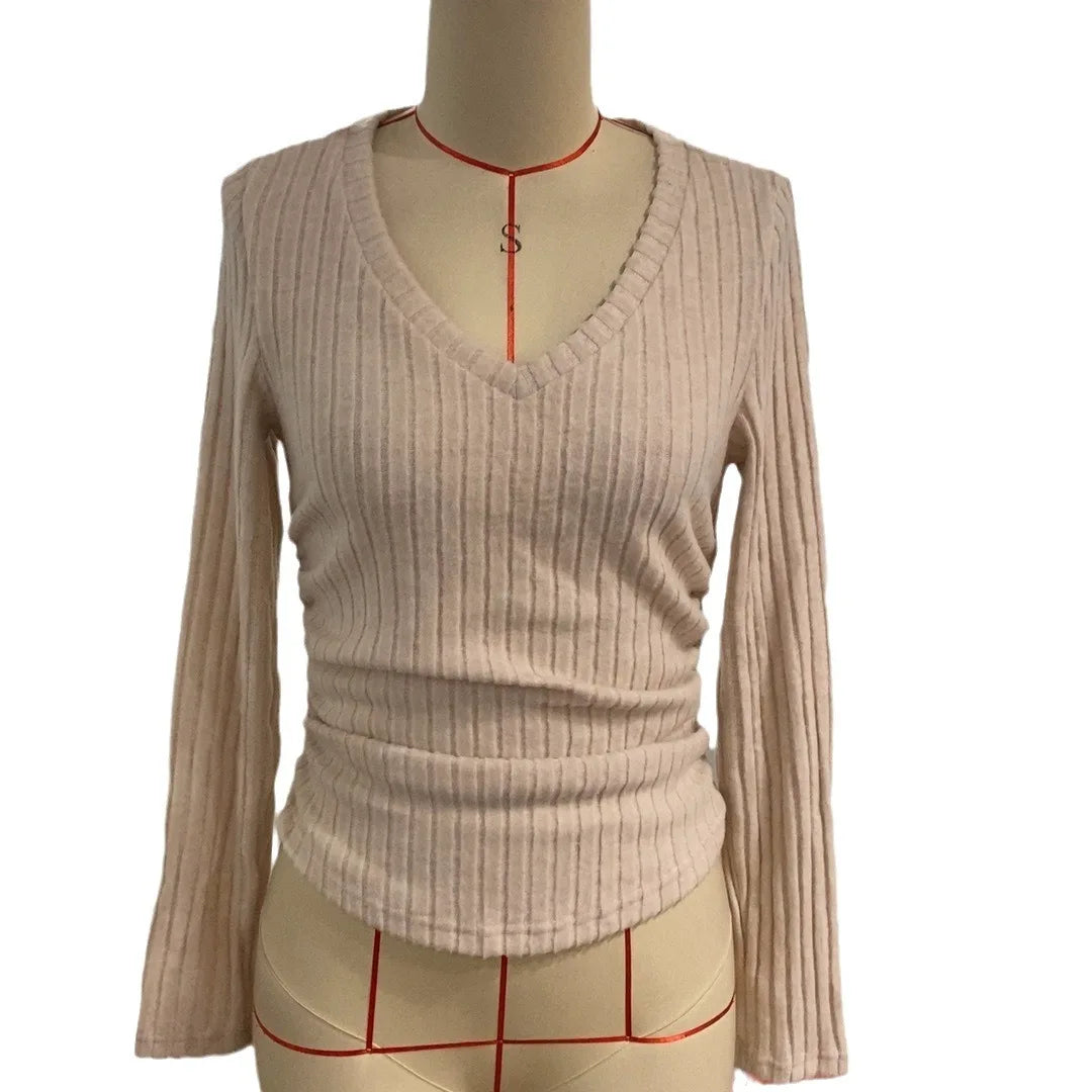 Knitted Top Women Pullover Knitting T Shirt V Neck Jumper Sweater Autumn Winter 2025 Casual Tops Basic Knitwear Office Lady - Colouronova