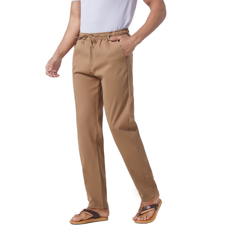 Men's Solid Color Linen Cotton Casual Pants Colouronova