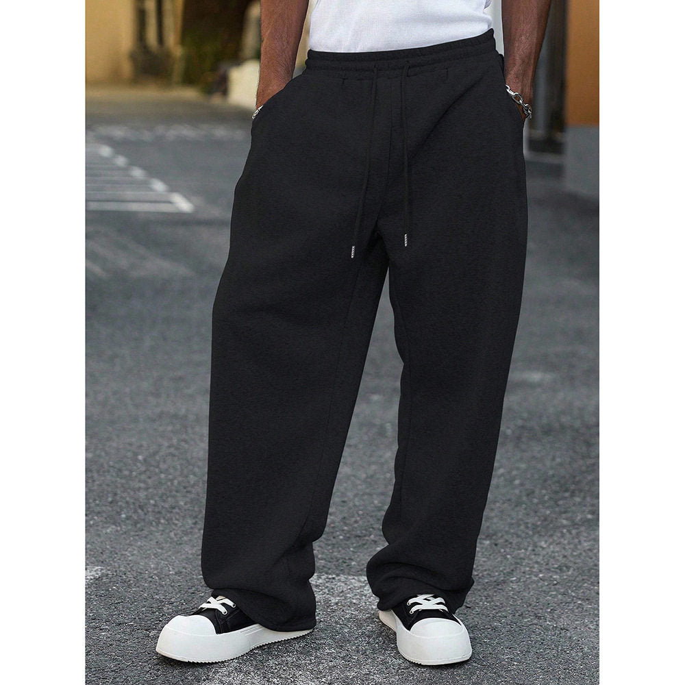 Straight-cut sports drawstring jogger pants Colouronova