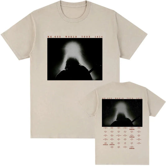 Mk.gee World Tour 2024 Tshirt Album Pronounced McGee Graphic T-shirt Cotton Summer High Quality Tee-shirt Harajuku Pop Music Tee - Colouronova