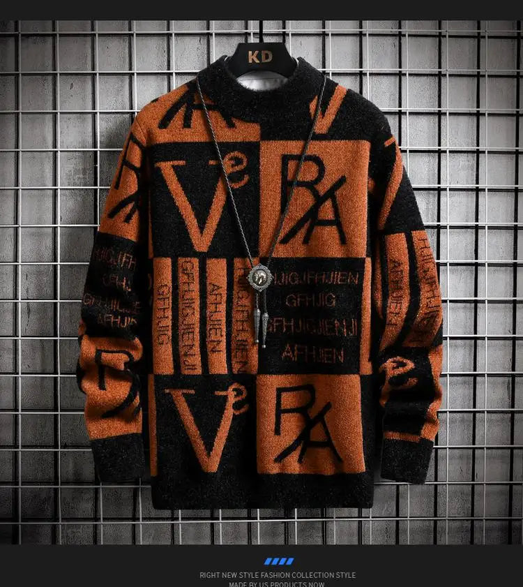 Men Knitted Sweater Stripe Pullovers Printing Round Neck Sweater Autumn/Winter Designer Quality Casual Men Clothing Jumper - Colouronova