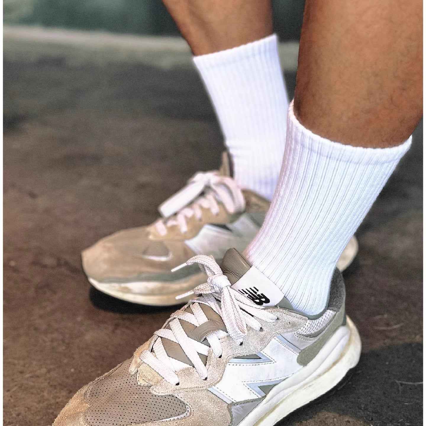White mid-calf socks