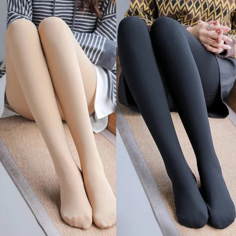 1/2pairs Fleece Lined Tights Women Thermal Pantyhose Female Winter Panty Polar Skin Black Effect Stockings Women's Thermal Sock - Colouronova