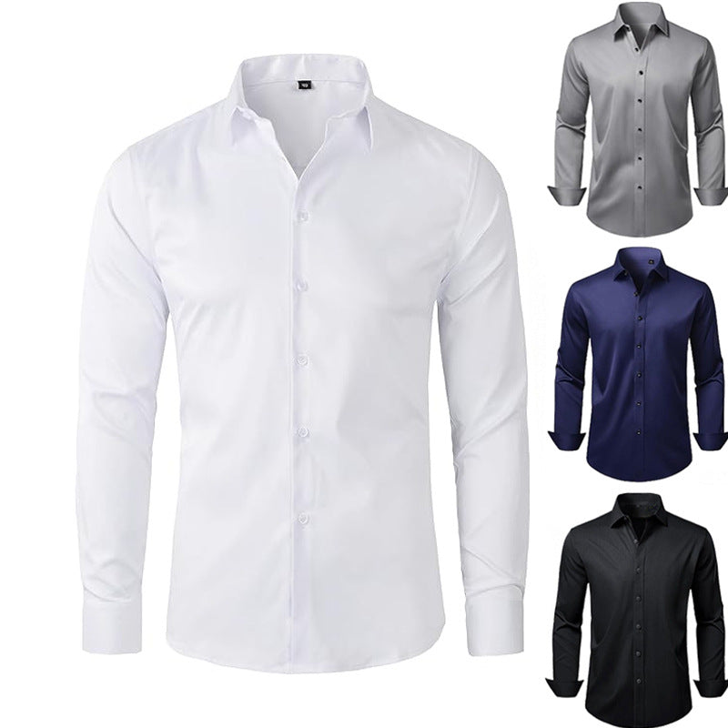 Men's Long Sleeve Business Shirt Four-Way Stretch Colouronova