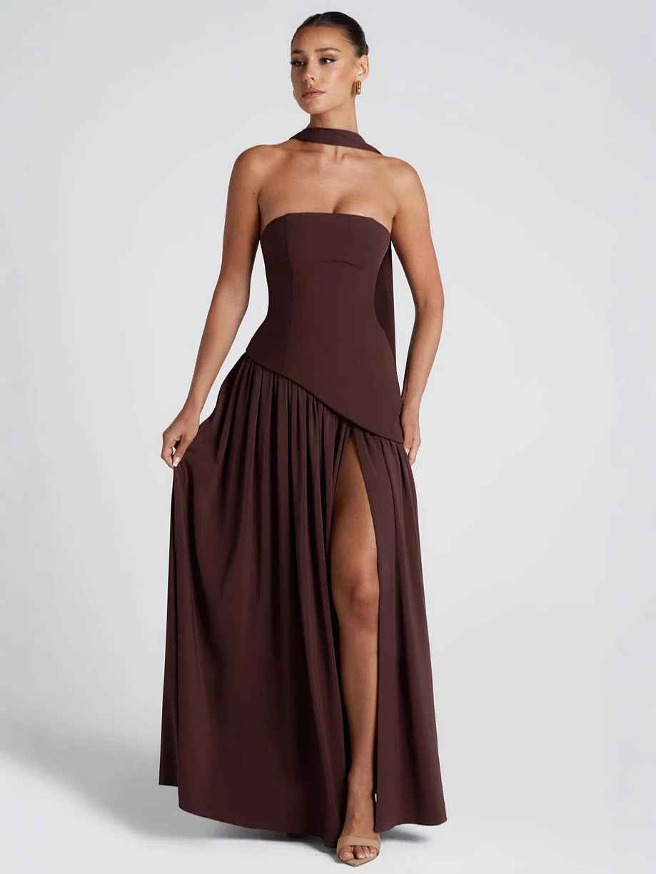 Elegant Bodycon Long Dress with Crossover Strap