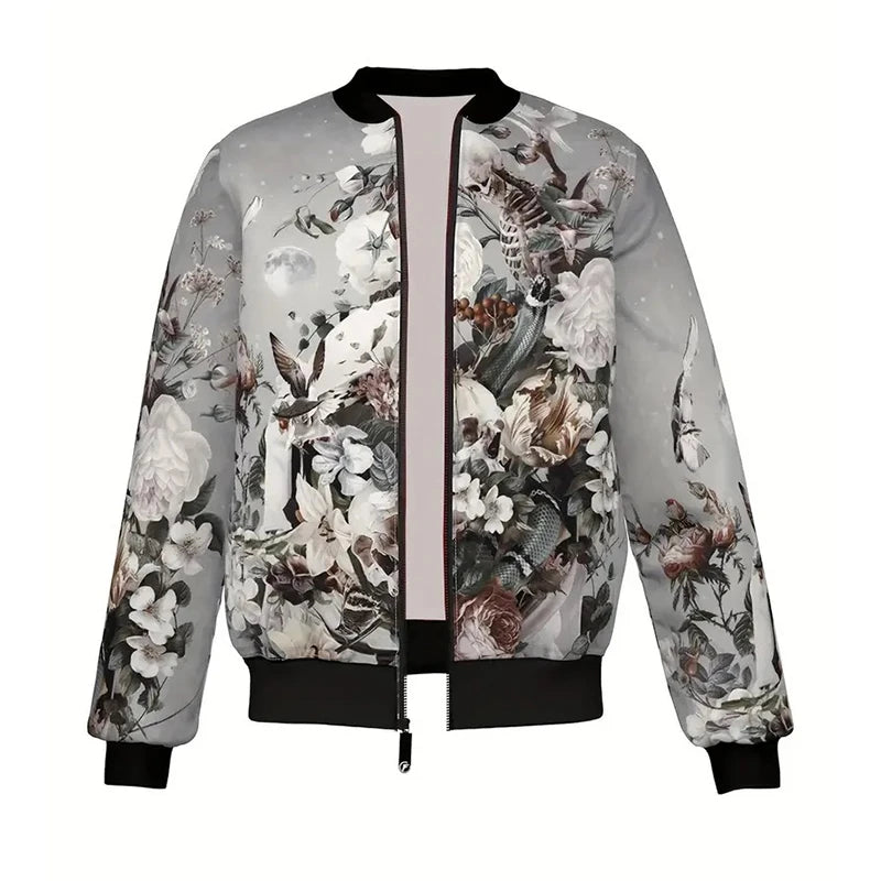 Retro Colorful Flower Jacket Men's Clothing Streetwear Graffiti Long Sleeve Jackets Harajuku Trend Autumn Casual Zipper Coat - Colouronova