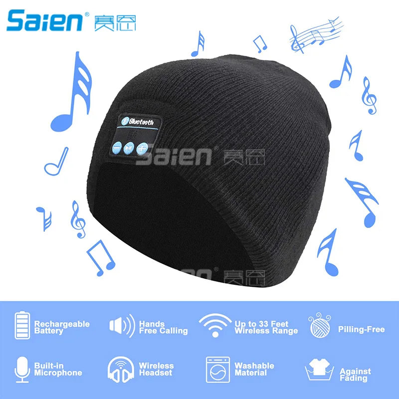 LED Beanie Hat, Built-in Stereo Speakers & Mic, USB Rechargeable LED Lighted Knit Cap, Unisex Christmas Gifts for Men, Women - Colouronova