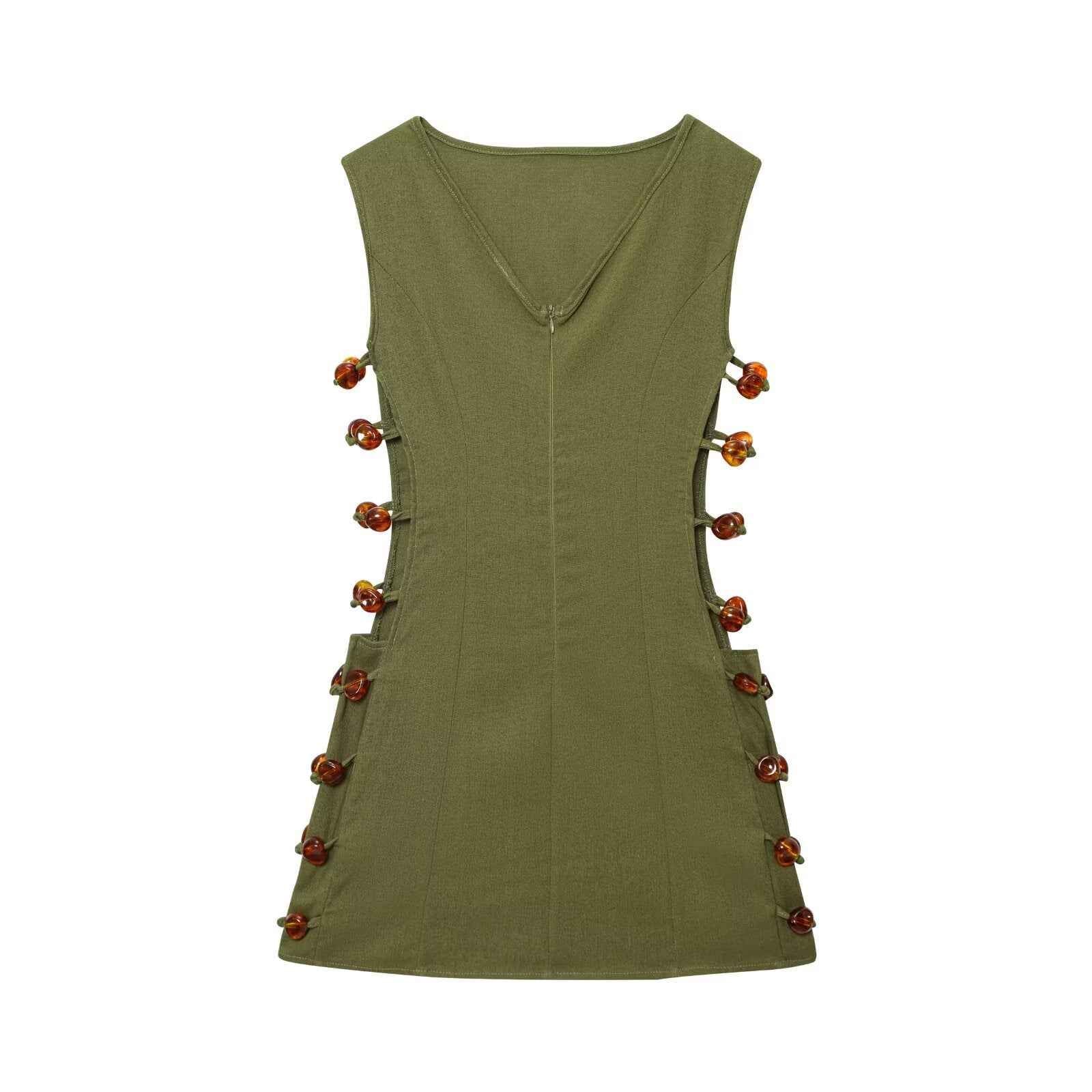 Womens Hollow Out Cotton Linen Dress
