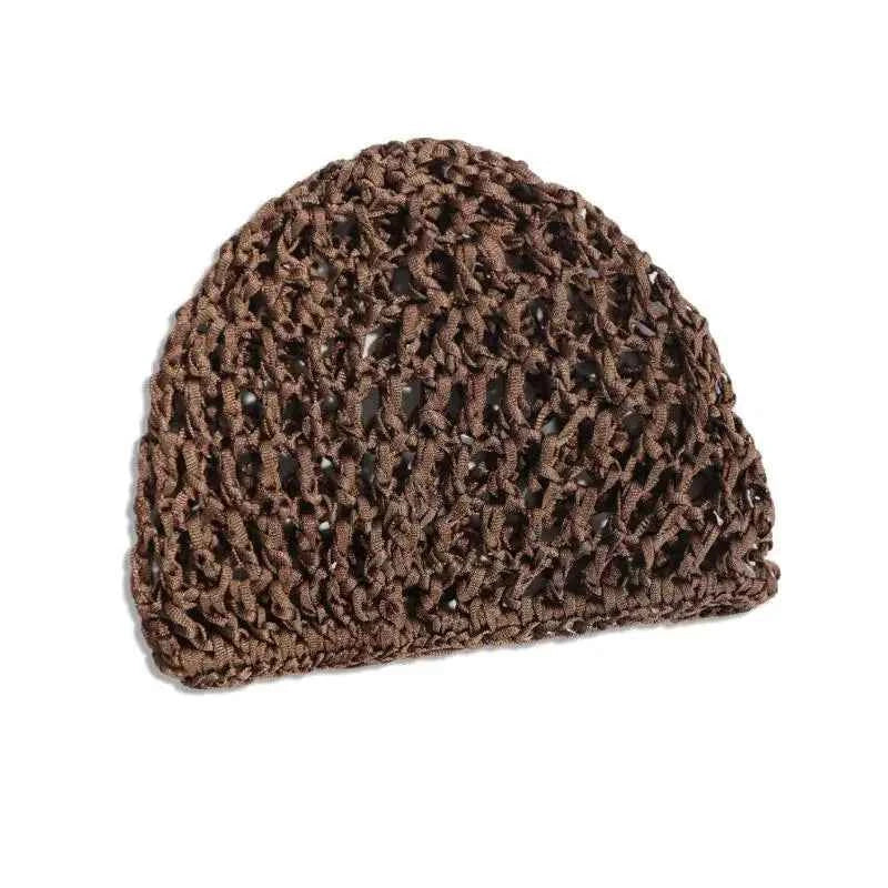 R1WE Hollowout Crochet Brimless Hat Simple Skull Cap Breathable Knitted Hat for Autumn Winter Fashion Hair Net Sleep Headwear