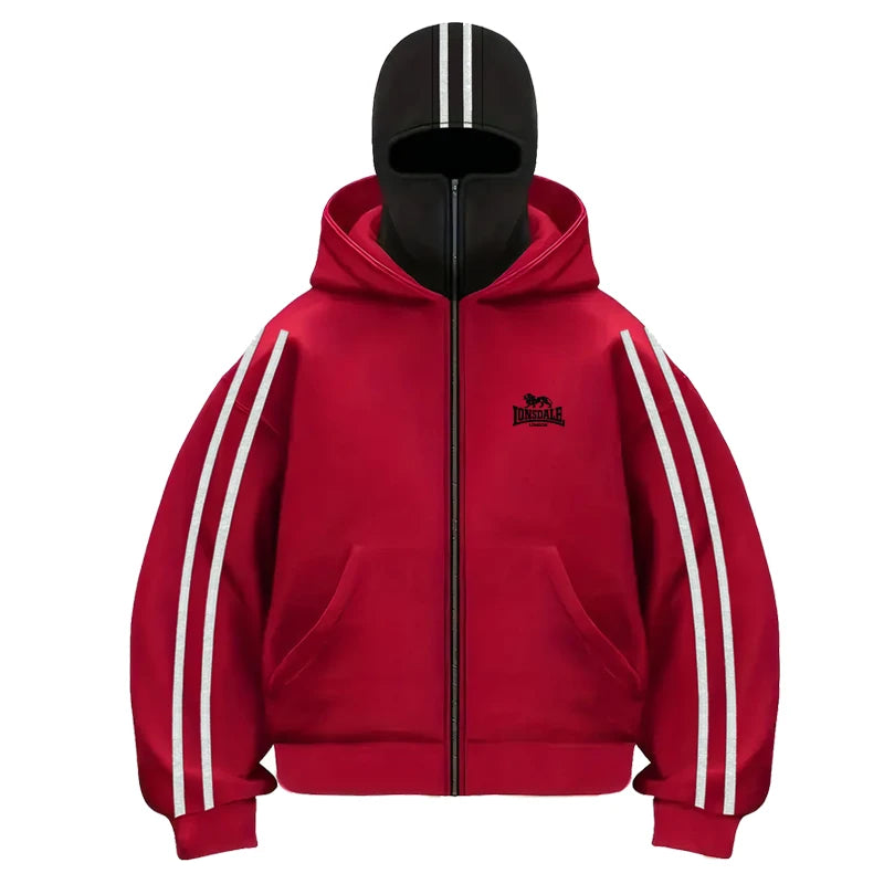 2025 Men's Autumn and Winter Outdoor fitness long-sleeved double-hat hoodie Loose, fashionable and casual zipper cardigan jacket - Colouronova