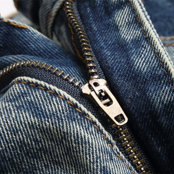 Letter-stitched denim pants Colouronova