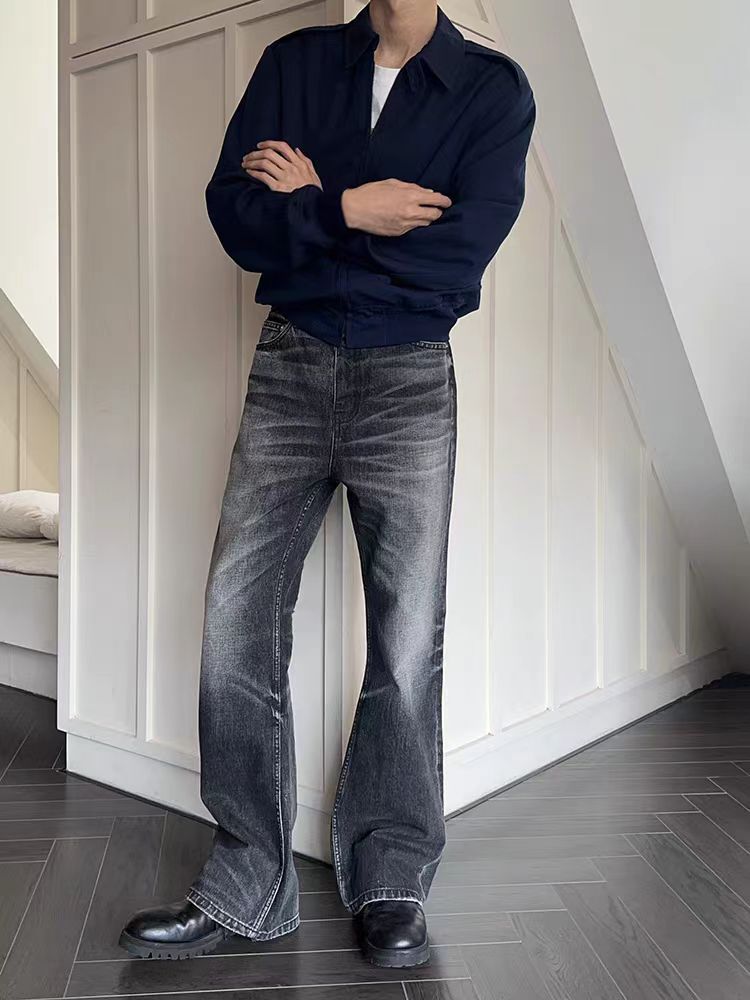 Retro washed black slightly flared jeans Colouronova