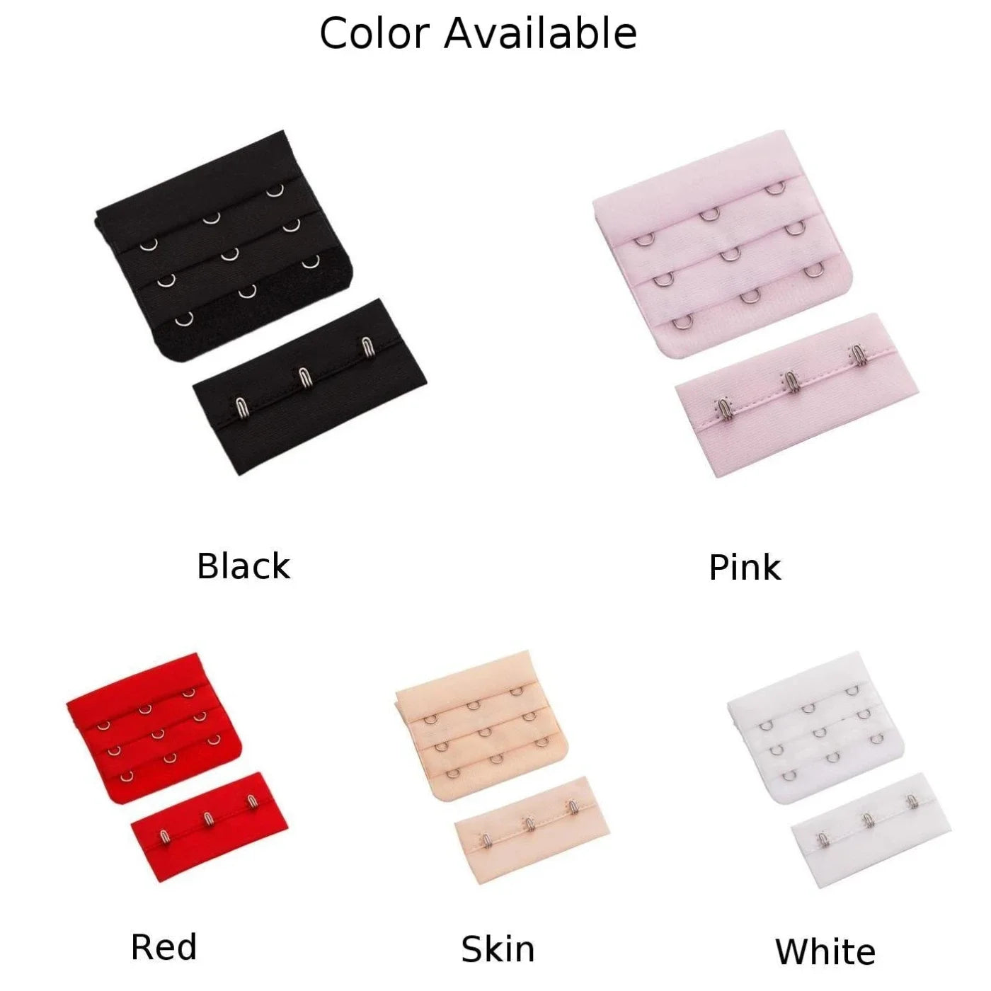 Bra Extenders Strap Tops Lingerie Women's Back Bra Extender Straps 3Hooks 3 Rows Premium Metal and Cotton Strapless Accessories - Colouronova