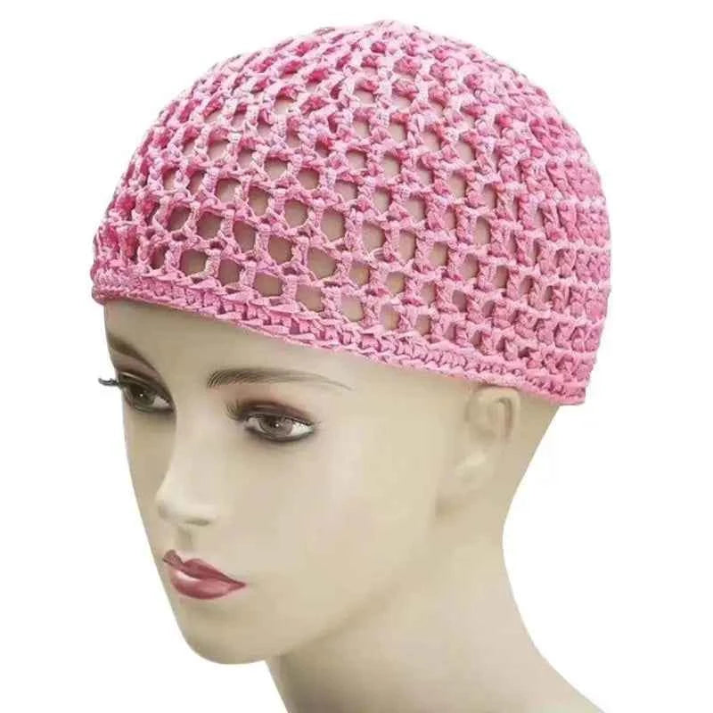 R1WE Hollowout Crochet Brimless Hat Simple Skull Cap Breathable Knitted Hat for Autumn Winter Fashion Hair Net Sleep Headwear