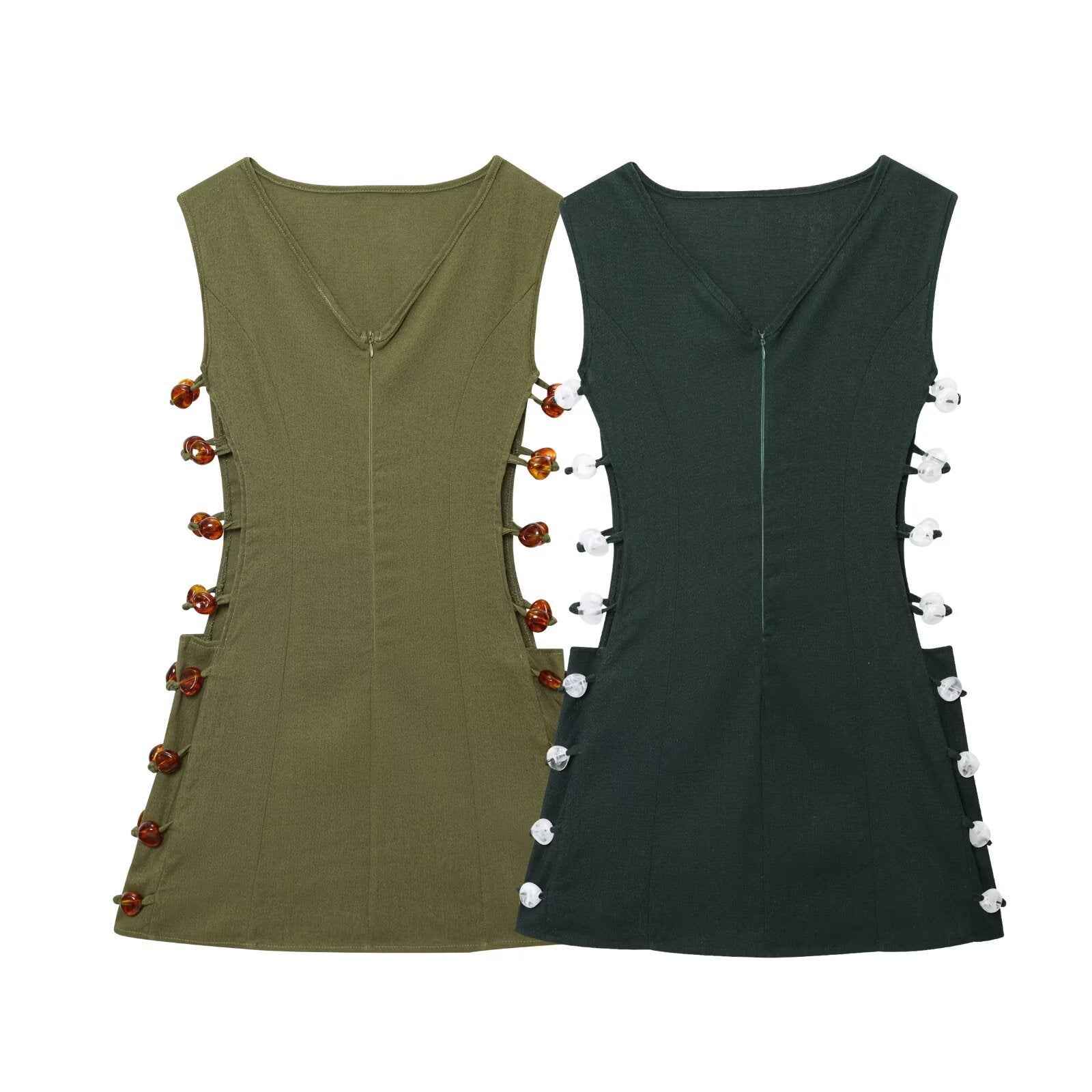 Womens Hollow Out Cotton Linen Dress