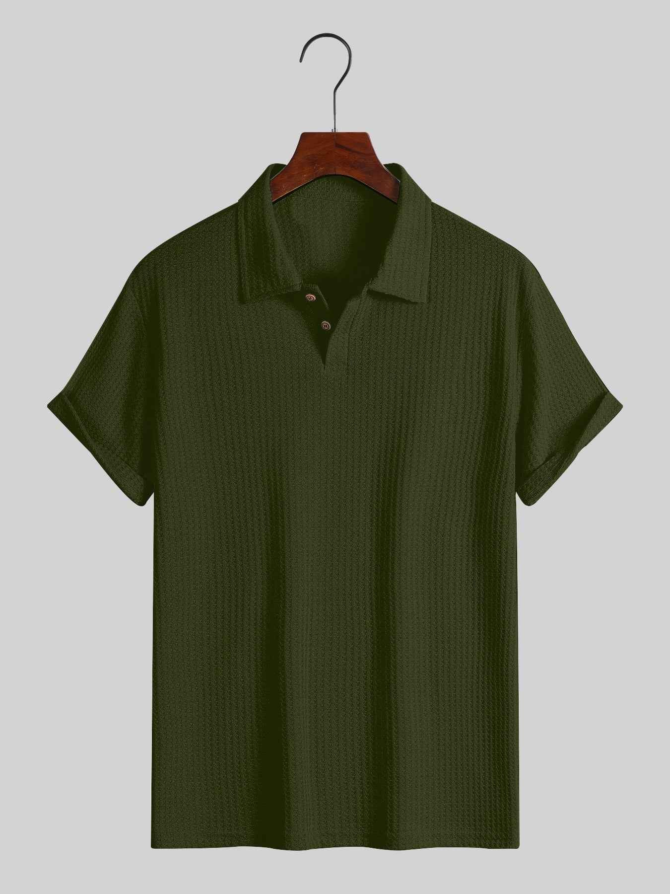 Men's top lapel diamond-patterned knitted polo cedar