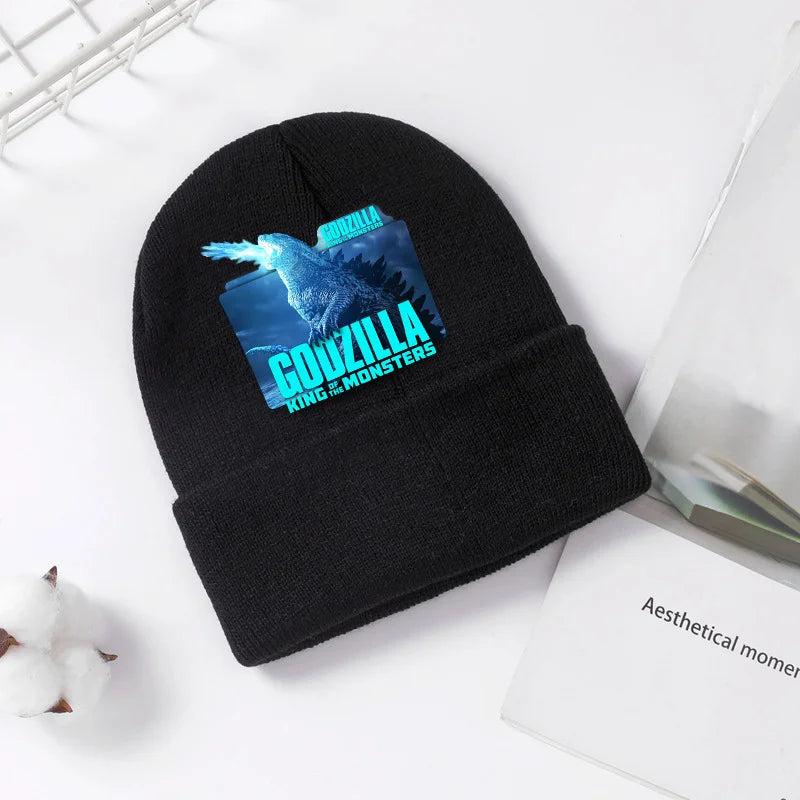 Godzilla Knitted Hat Winter Spring Cool Men Boys Kid Cap Anime Printed Brimless Bonnets Warm Comfortable Beanies Baby Party Gift - Colouronova