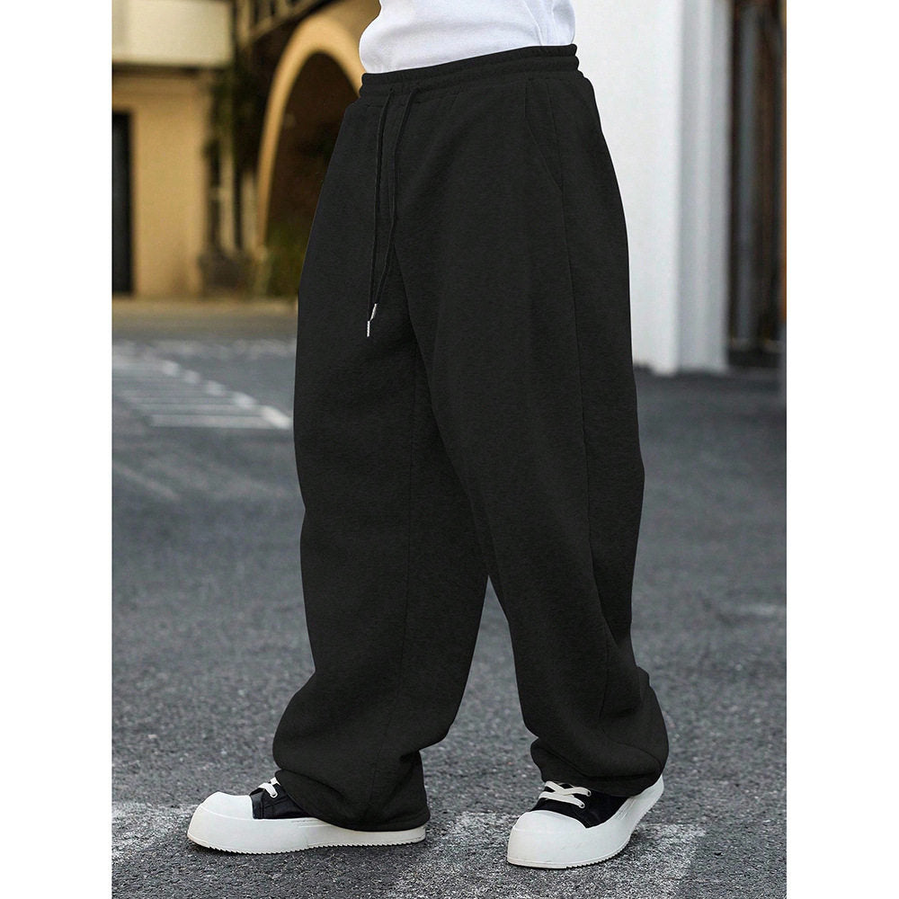 Straight-cut sports drawstring jogger pants Colouronova