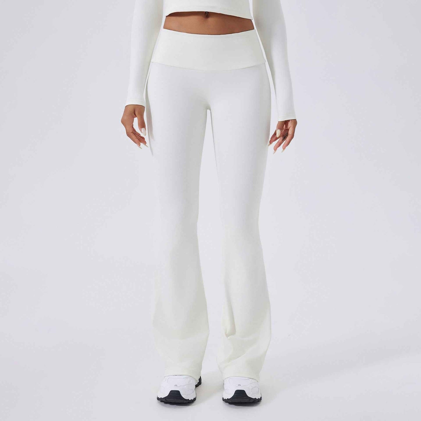 Low-Waist Flared Yoga Pants with Brushed Texture