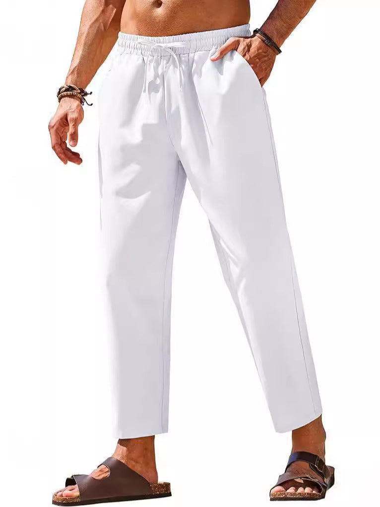 Men's Linen Drawstring Casual Pants Colouronova