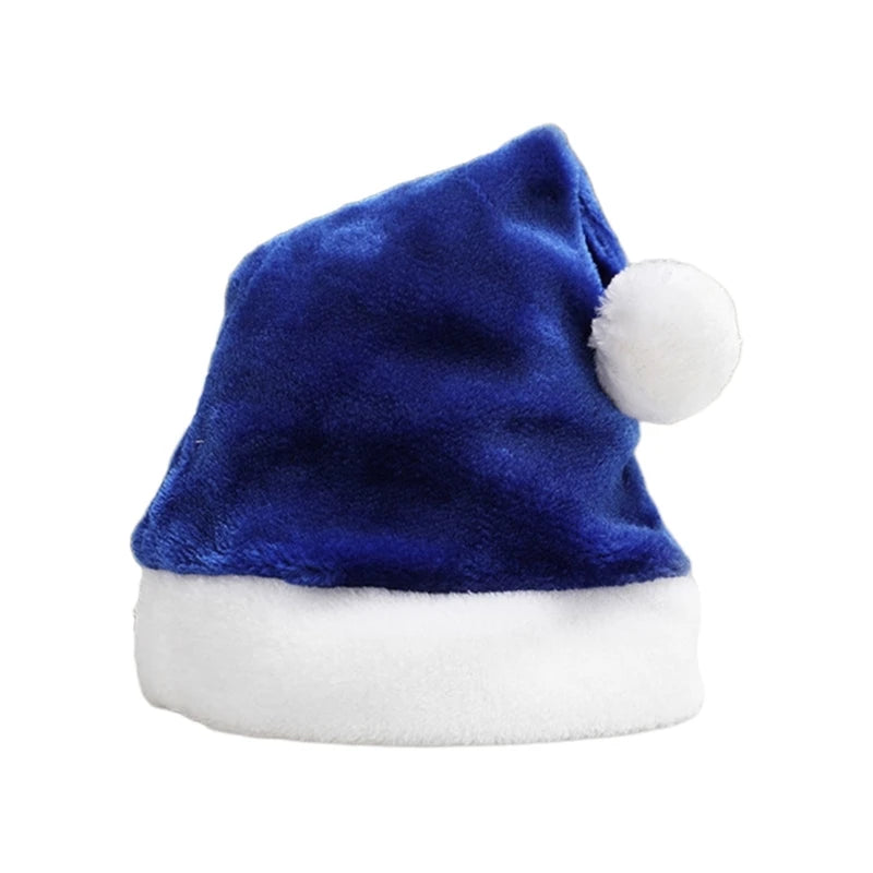 X90F Carnival Santa Claus Thicken Beanie with Pompom Multi Color Adult Warm Velvet Christmas Hats for Women Men Kids Gift - Colouronova