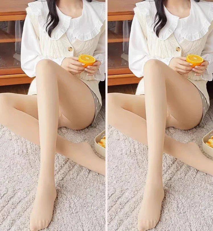 Thickened Thermal Tights Leggings Women Winter Fleece Velvet Thermo Stockings High Waist Elastic Slim Sexy Translucent Pantyhose - Colouronova
